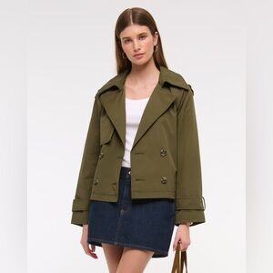 ABERCROMBIE green relaxed short trench coat